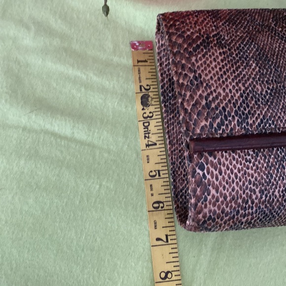 Python print man made material clutch bag brown and tan color. - Picture 7 of 10